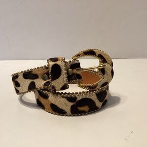 leatherock 1994 belt women S genuine leather 6492 animal fur print